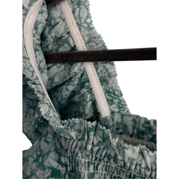 Love The Label Floral Smocked Ruffle Flutter Peplum Blouse Blue Women's Medium - Picture 4 of 4